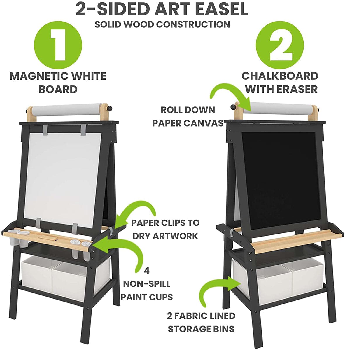 Little Partners Deluxe Art Easel Center - Charcoal / Natural