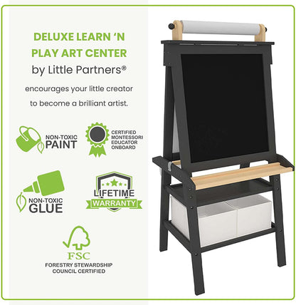 Little Partners Deluxe Art Easel Center - Charcoal / Natural