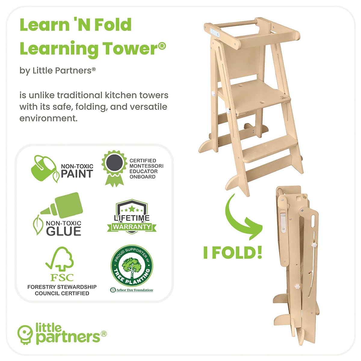 Little Partners Learn N Fold Learning Tower - Natural - LPR01471