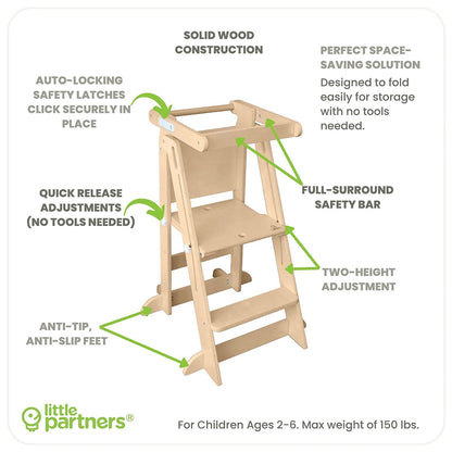 Little Partners Learn N Fold Learning Tower - Natural - LPR01471