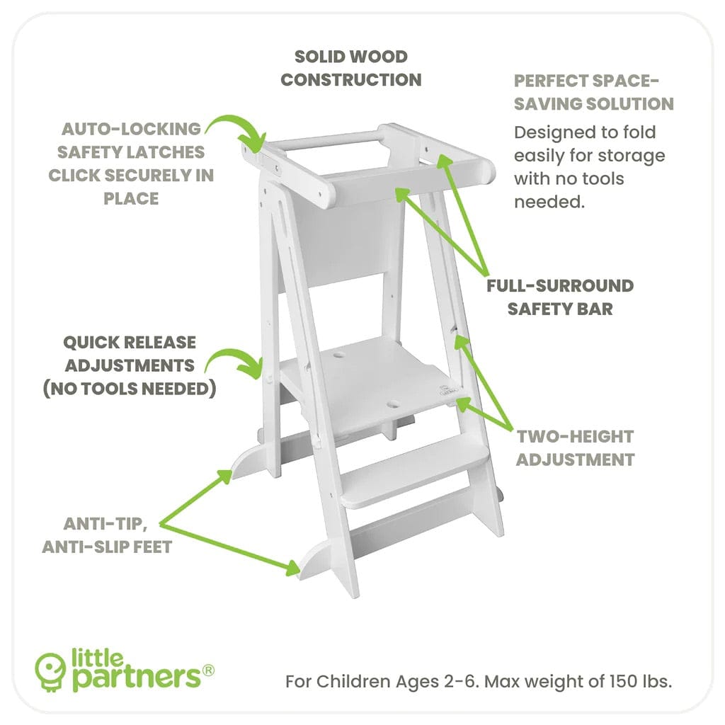 Little Partners Learn N Fold Learning Tower - Soft White - LPR01474