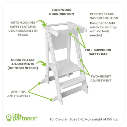 Little Partners Learn N Fold Learning Tower - Soft White - LPR01474