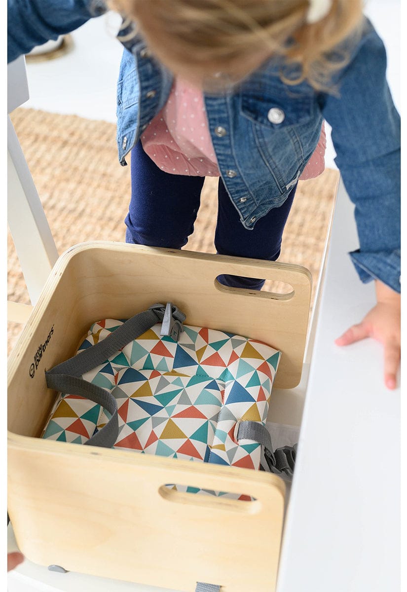 Little Partners Mod Booster Seat - Natural w/ Geo Shapes Cushion - LPR06041