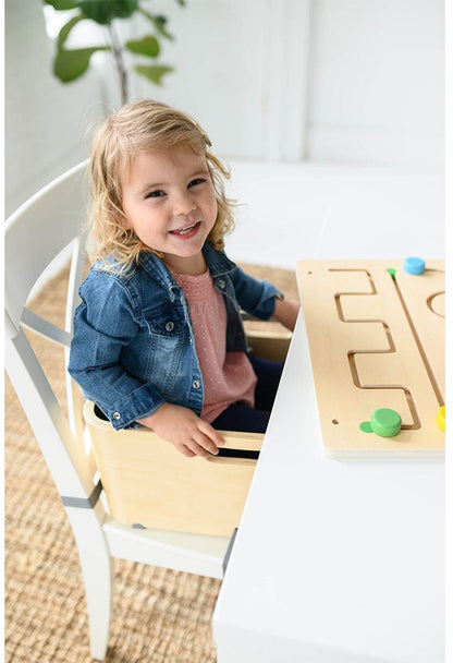 Little Partners Mod Booster Seat - Natural w/ Geo Shapes Cushion - LPR06041