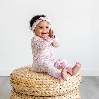 Little Sleepies Bamboo Convertible Romper / Sleeper - Pastel Rainbows, 18 - 24 months - LS-Z-RAIN-06
