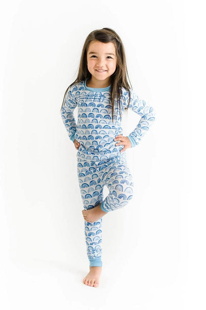 Little Sleepies Two-Piece Bamboo Viscose Pajama Set - Blue Rainbows, 5/6 - LS-PJBLRAI14