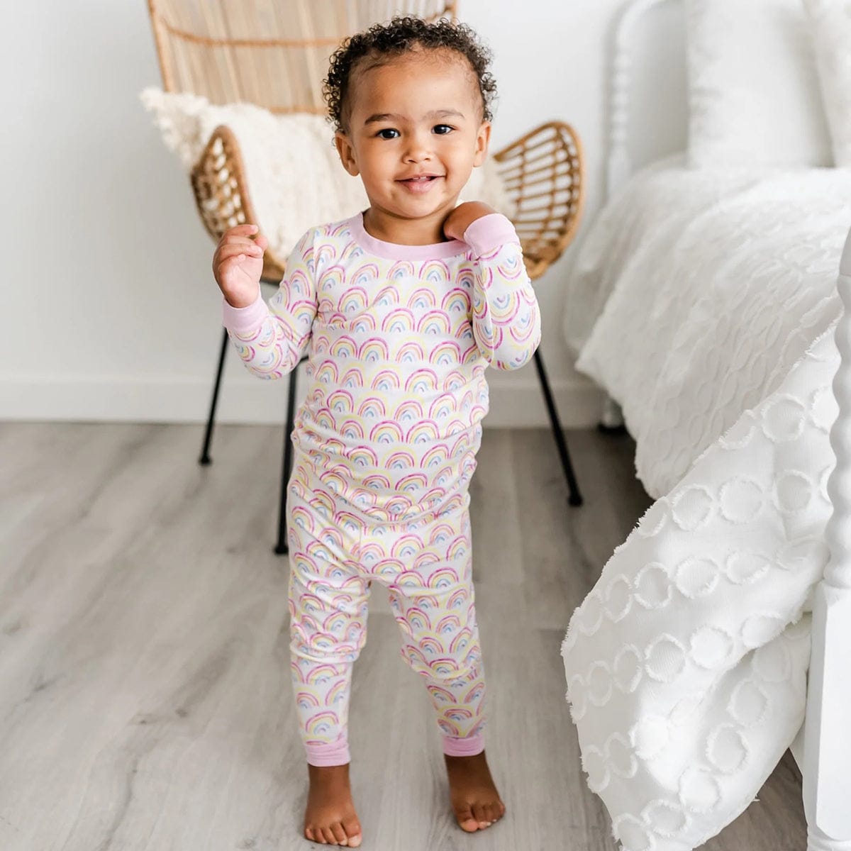 Little Sleepies Two-Piece Bamboo Viscose Pajama Set - Pastel Rainbows, 3T - LS-PJ-RAIN-12