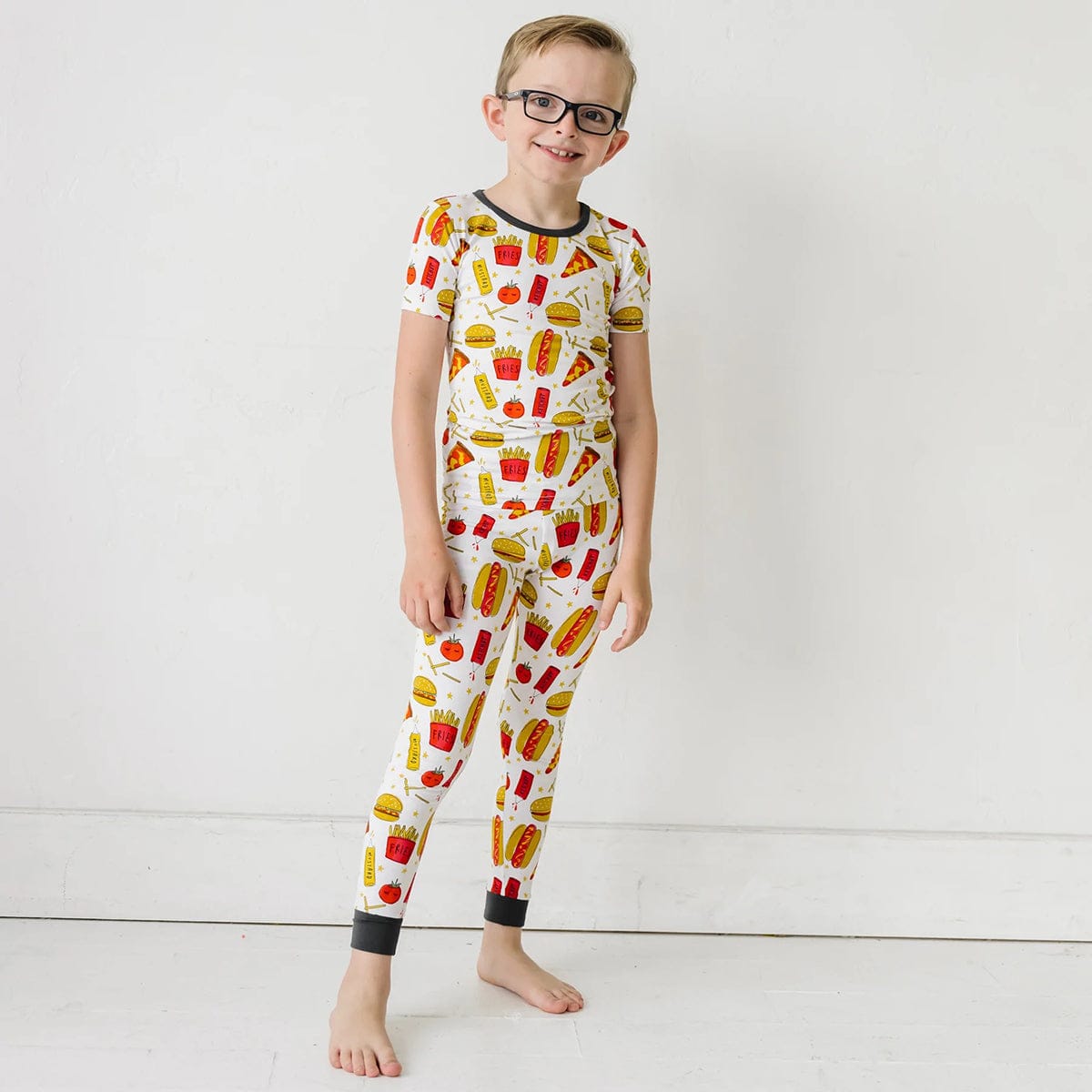 Little Sleepies Two-Piece Short Sleeve Bamboo Viscose Pajama Set - Fast Foodie, 2T - LS-SSPJ-PIZZABURG-11