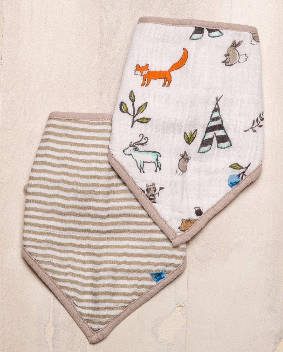 Little Unicorn Cotton Bandana Bib 2-Pack - Forest Friends - UF0102