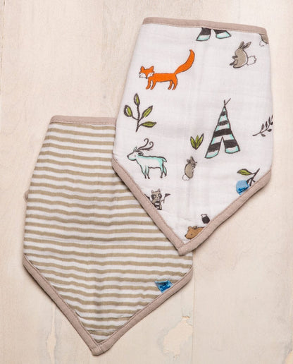 Little Unicorn Cotton Bandana Bib 2-Pack - Forest Friends - UF0102