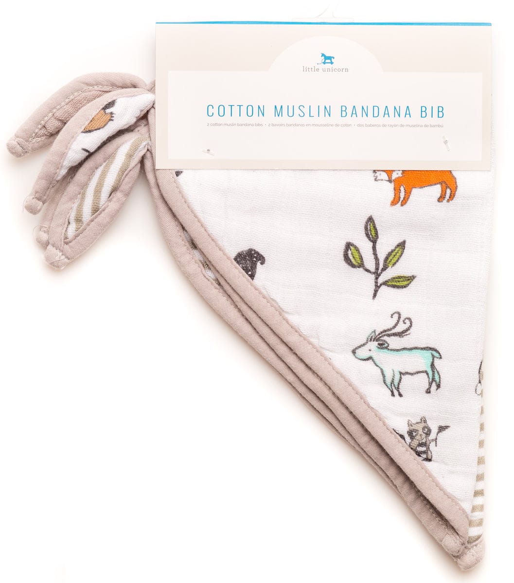 Little Unicorn Cotton Bandana Bib 2-Pack - Forest Friends - UF0102