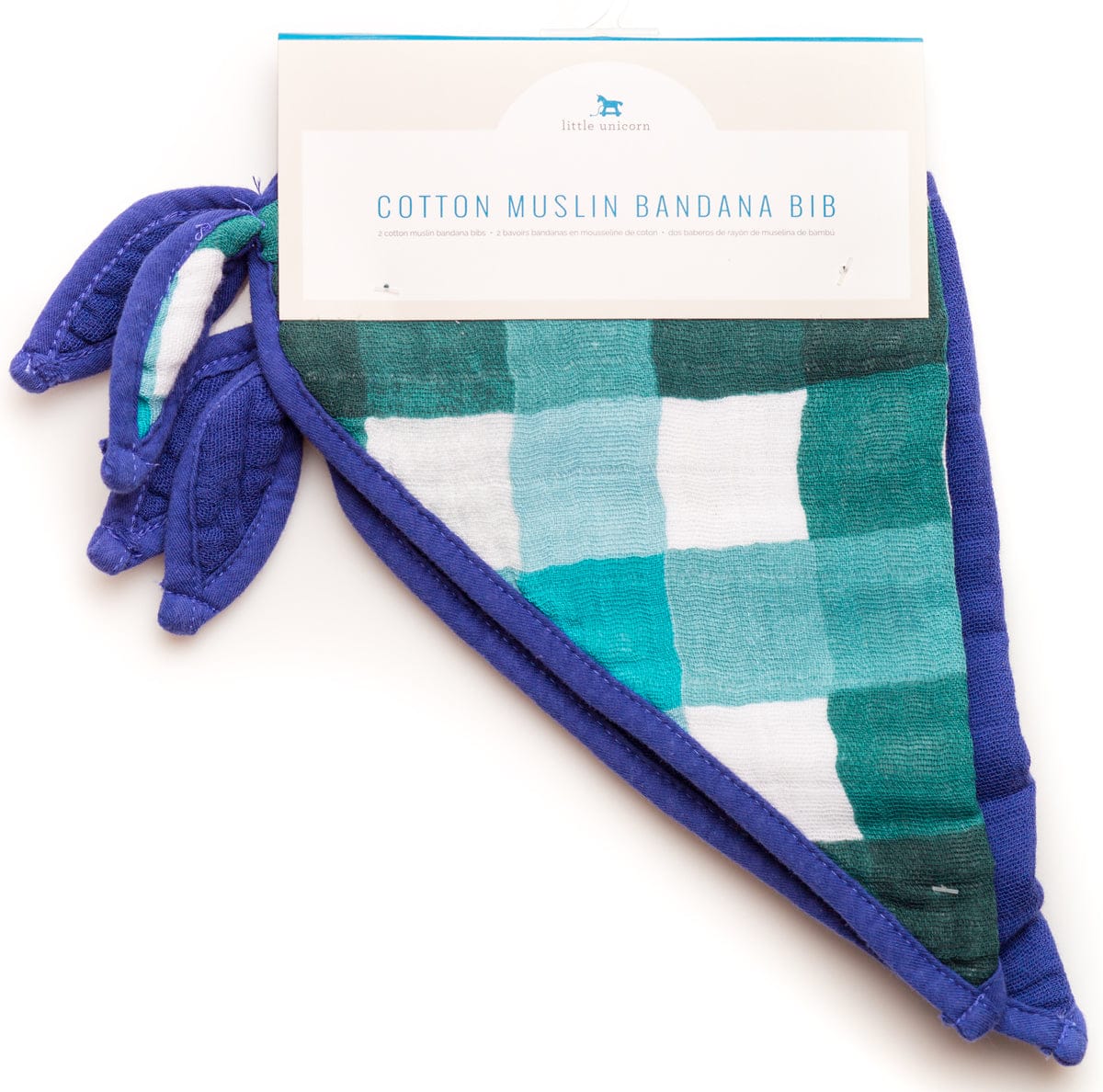 Little Unicorn Cotton Bandana Bib 2-Pack - Jack Plaid - UF0104