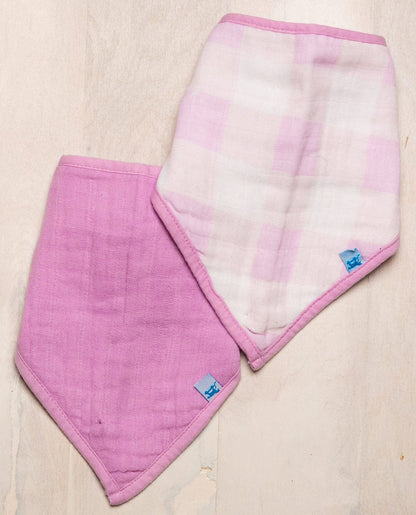 Little Unicorn Cotton Bandana Bib 2-Pack - Lilac Plaid - UF0105