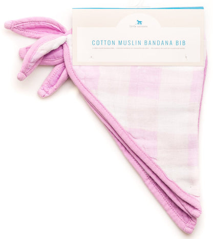 Little Unicorn Cotton Bandana Bib 2-Pack - Lilac Plaid - UF0105
