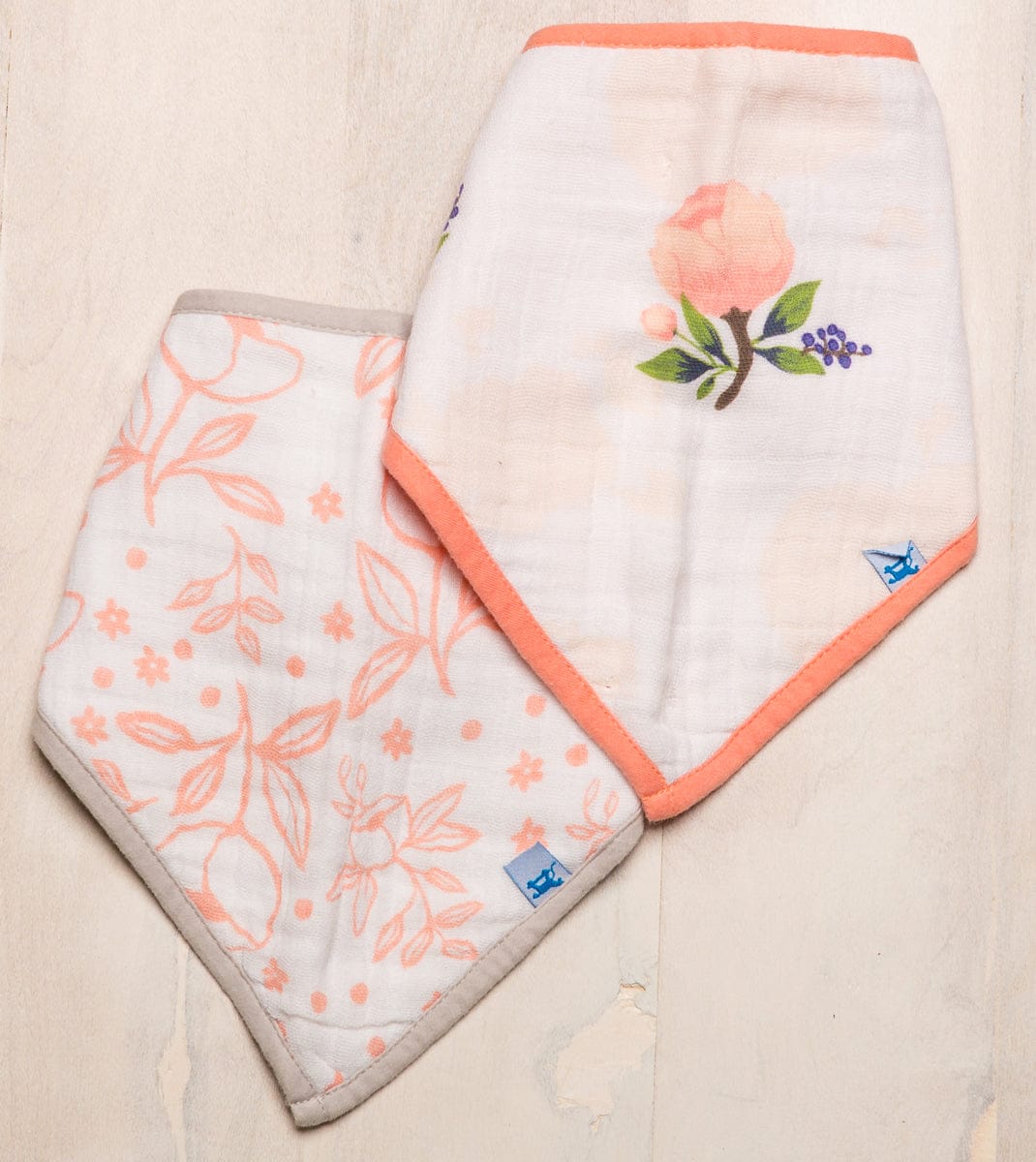 Little Unicorn Cotton Bandana Bib 2-Pack - Watercolor Rose - UF0101