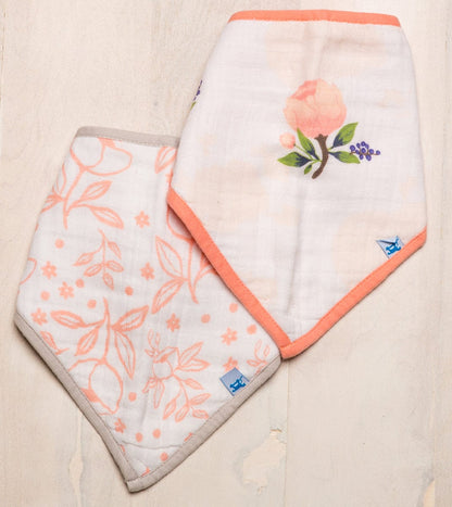 Little Unicorn Cotton Bandana Bib 2-Pack - Watercolor Rose - UF0101