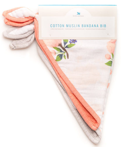 Little Unicorn Cotton Bandana Bib 2-Pack - Watercolor Rose - UF0101