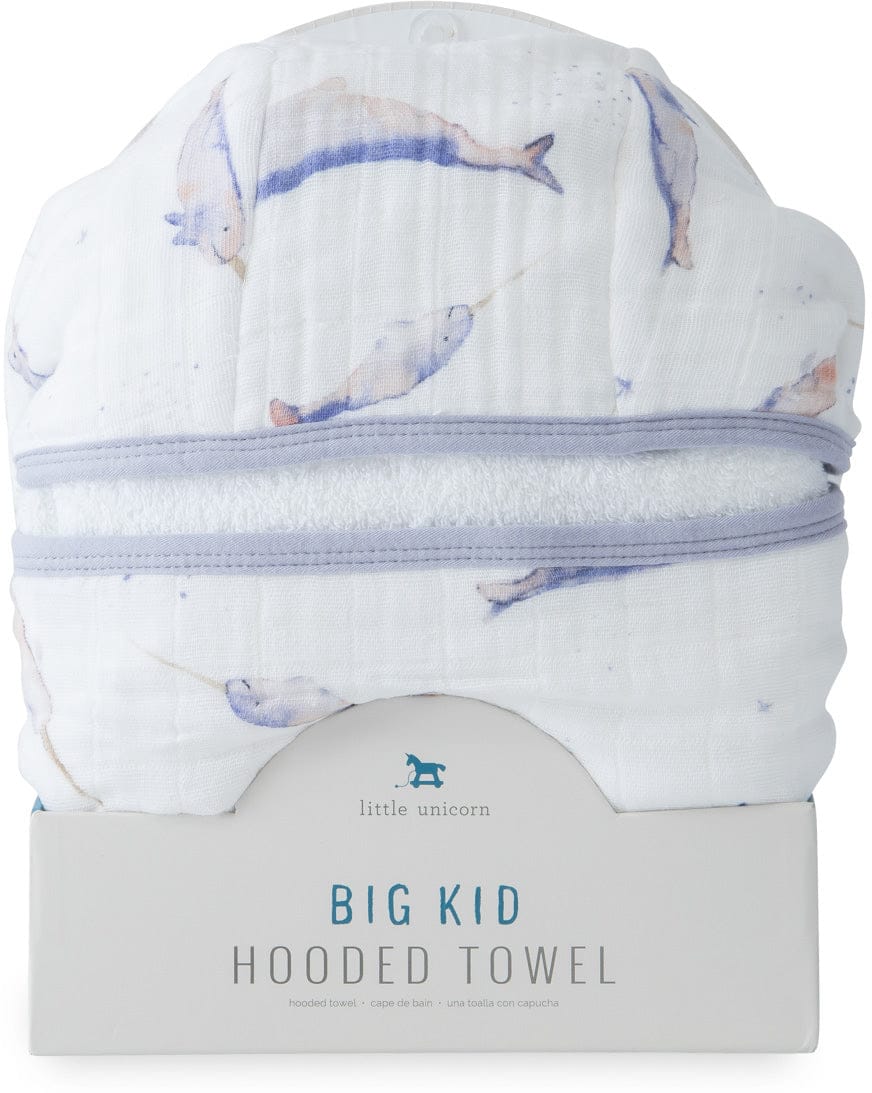 Little Unicorn Cotton Big Kid Hooded Towel - Narwhal - UH0206