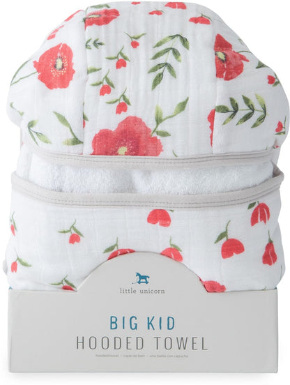 Little Unicorn Cotton Big Kid Hooded Towel - Summer Poppy - UH0201