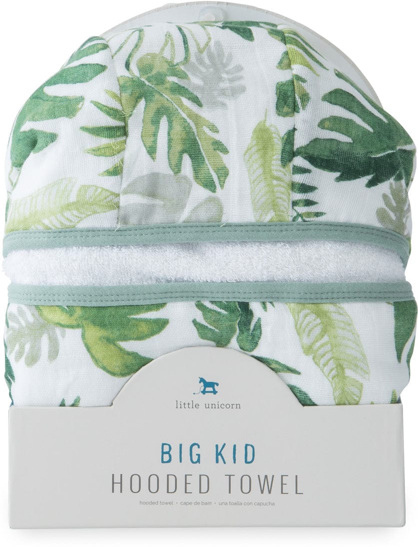 Little Unicorn Cotton Big Kid Hooded Towel - Tropical Leaf - UH0208