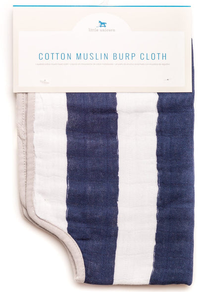 Little Unicorn Cotton Burp Cloth - Navy Stripe - UF0405