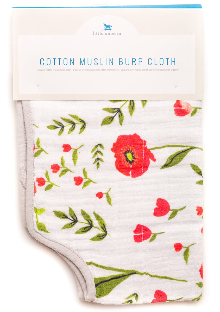 Little Unicorn Cotton Burp Cloth - Summer Poppy