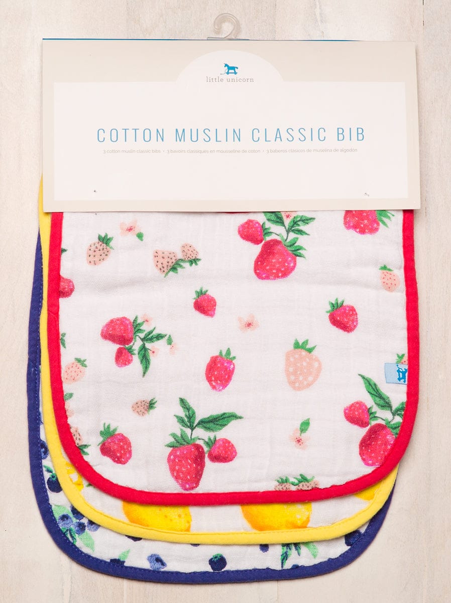 Little Unicorn Cotton Classic Bib 3-Pack - Berry Lemonade - UF0003
