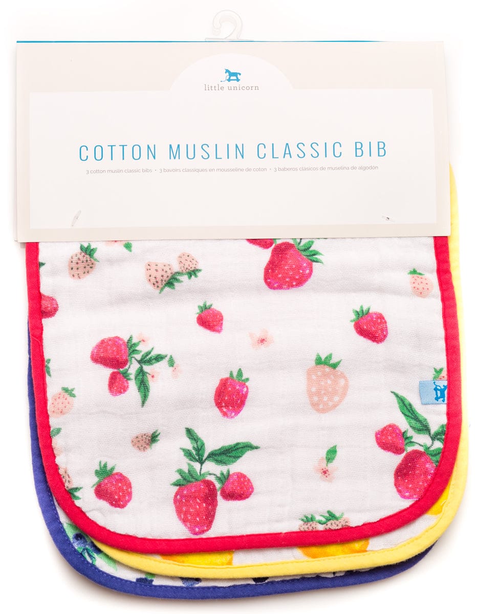 Little Unicorn Cotton Classic Bib 3-Pack - Berry Lemonade - UF0003