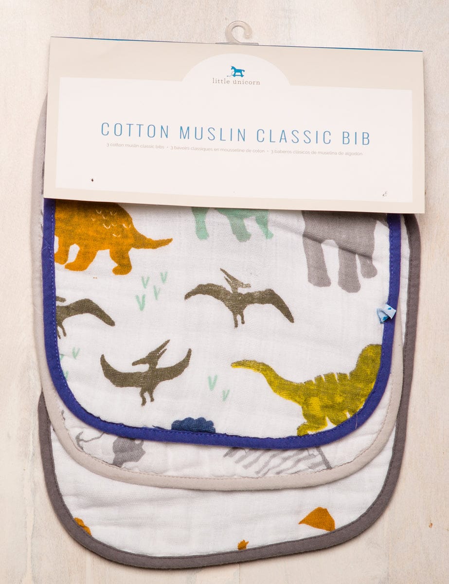 Little Unicorn Cotton Classic Bib 3-Pack - Dino