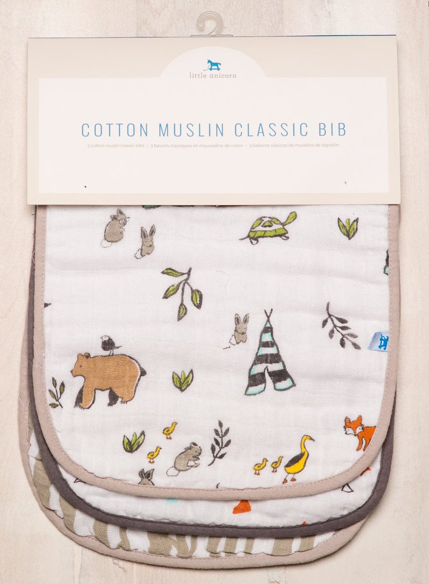 Little Unicorn Cotton Classic Bib 3-Pack - Forest Friends - UF0002