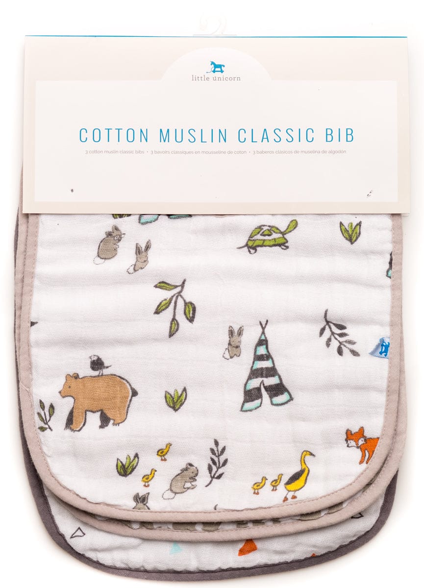 Little Unicorn Cotton Classic Bib 3-Pack - Forest Friends - UF0002