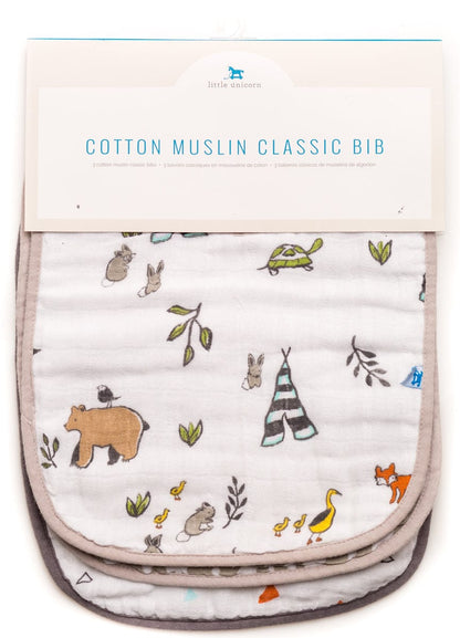 Little Unicorn Cotton Classic Bib 3-Pack - Forest Friends - UF0002