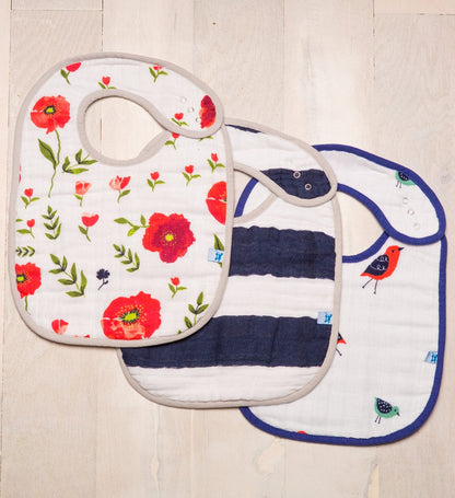 Little Unicorn Cotton Classic Bib 3-Pack - Summer Poppy - UF0000