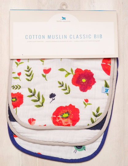 Little Unicorn Cotton Classic Bib 3-Pack - Summer Poppy - UF0000