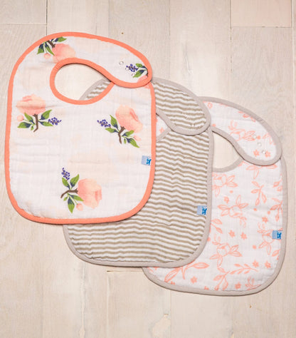 Little Unicorn Cotton Classic Bib 3-Pack - Watercolor Rose - UF0001