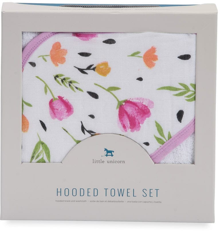 Little Unicorn Cotton Hooded Towel & Washcloth - Berry & Bloom - UH0010