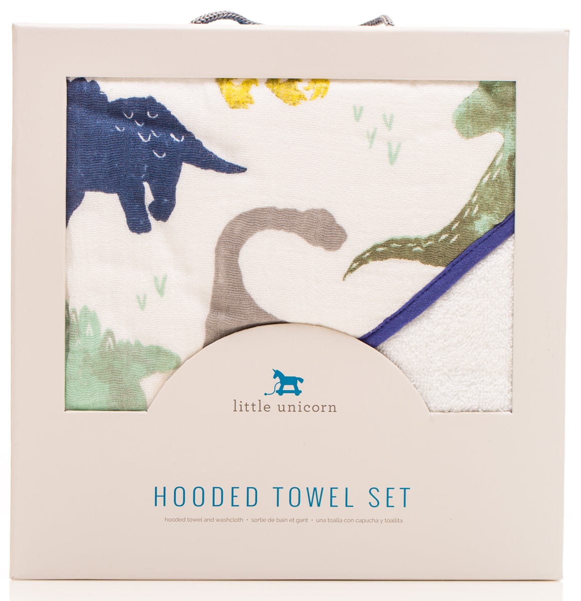 Little Unicorn Cotton Hooded Towel & Washcloth - Dino Friends - UH0008