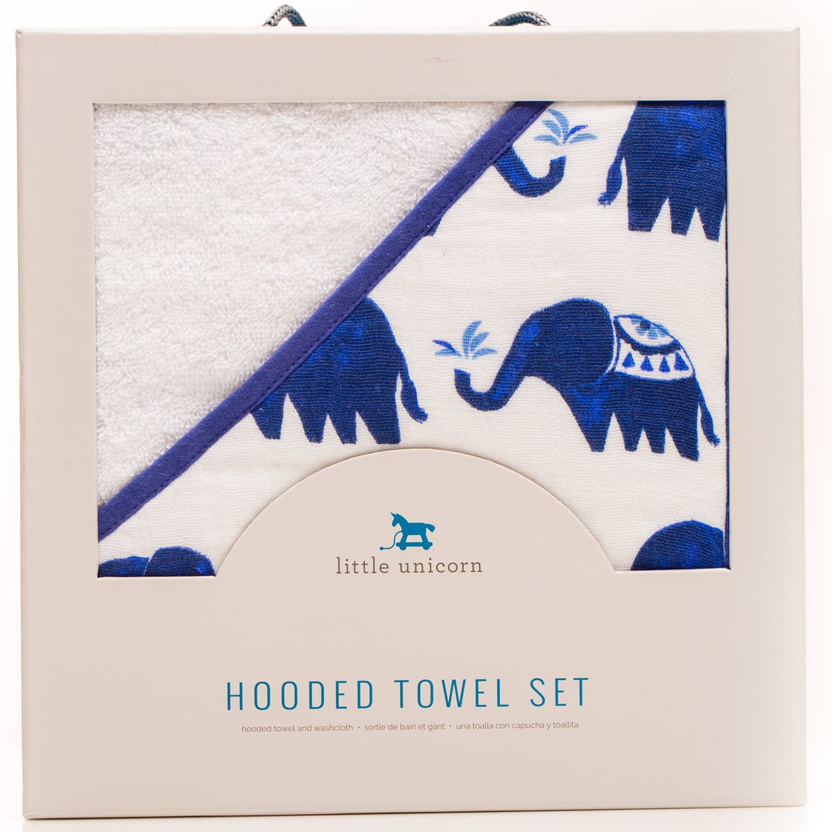 Little Unicorn Cotton Hooded Towel & Washcloth - Indie Elephant - UH0007