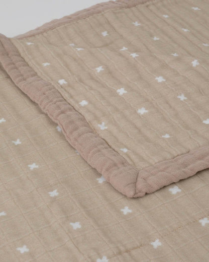Little Unicorn Cotton Muslin Big Kid Quilt - Taupe Cross - UB1725