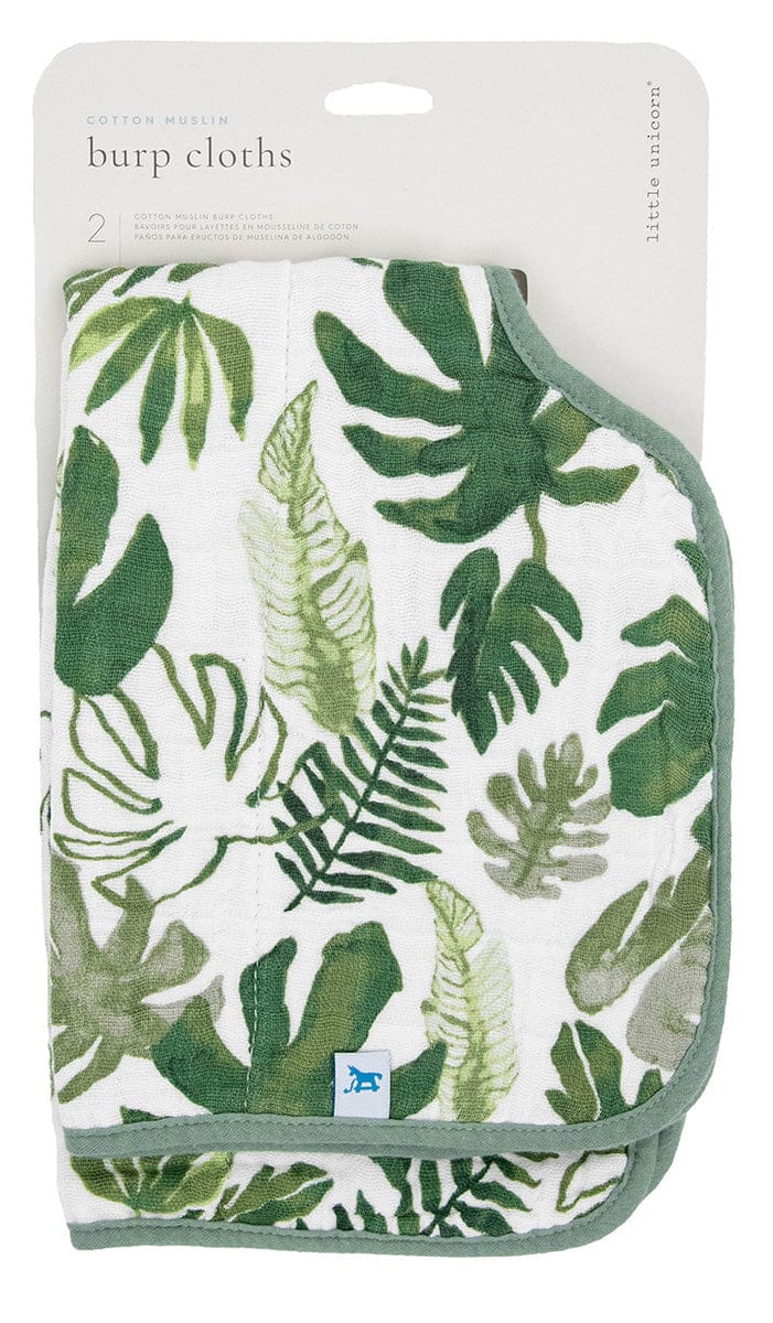 Little Unicorn Cotton Muslin Burp Cloth 2 Pack - Tropical Leaf - UF0905