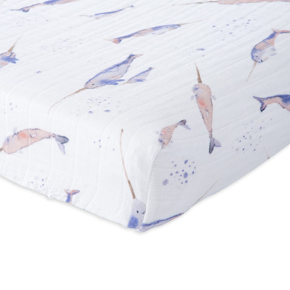 Little Unicorn Cotton Muslin Changing Pad Cover - Narwhal - UN0515