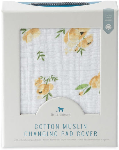 Little Unicorn Cotton Muslin Changing Pad Cover - Yellow Rose - UN0518