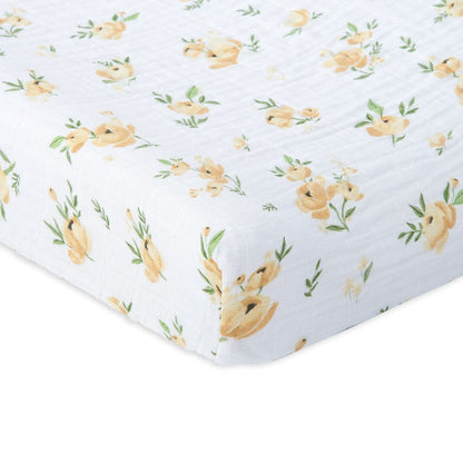 Little Unicorn Cotton Muslin Changing Pad Cover - Yellow Rose - UN0518