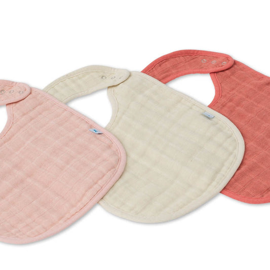 Little Unicorn Cotton Muslin Classic Bib 3 Pack - Rose Petal - UF0021