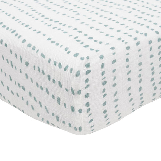 Little Unicorn Cotton Muslin Crib Sheet - Stone Stripe - UN0089