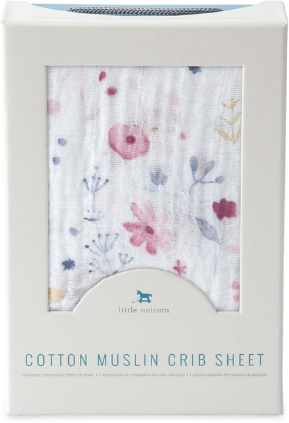 Little Unicorn Cotton Muslin Fitted Crib Sheet - Fairy Garden