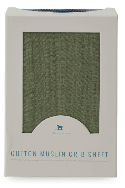 Little Unicorn Cotton Muslin Fitted Crib Sheet - Fern - UN0067