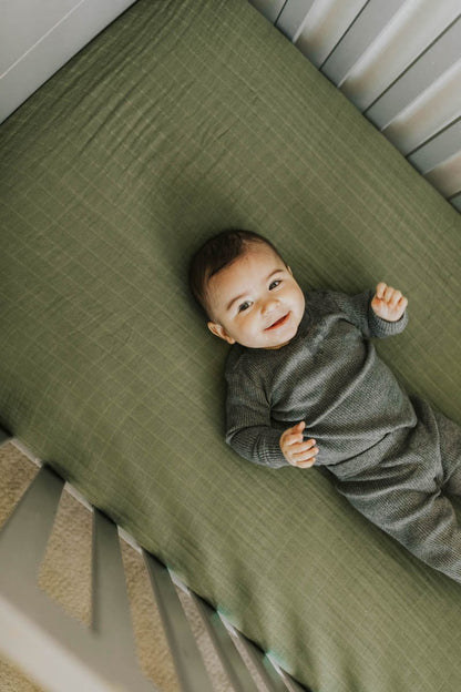 Little Unicorn Cotton Muslin Fitted Crib Sheet - Fern - UN0067