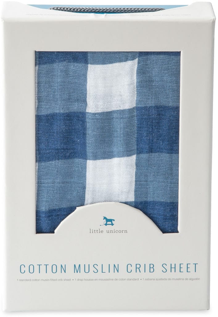 Little Unicorn Cotton Muslin Fitted Crib Sheet - Jack Plaid - UN0032