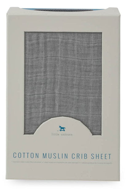 Little Unicorn Cotton Muslin Fitted Crib Sheet - Nickel - UN0071